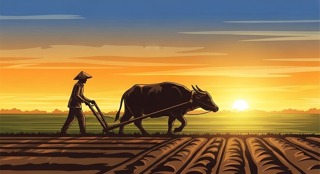 Plowing at Sunrise.