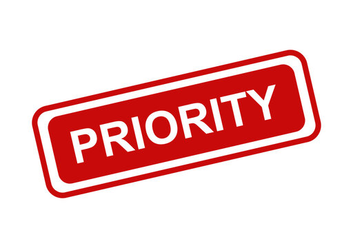 Red priority stamp icon with bold white text for business communication and urgent tasks isolated on transparent background isolated on transparent background