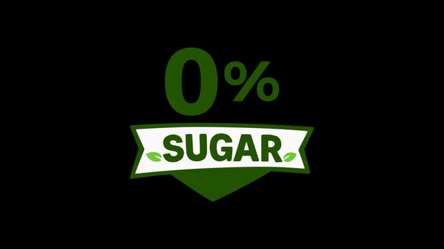 zero percent sugar healthy product label sticker animation HD 4K