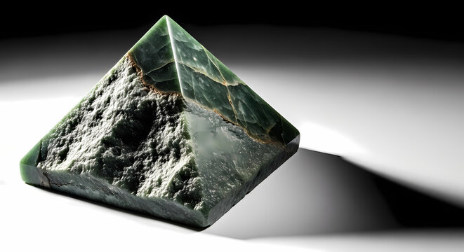 Polished Green Jade Pyramid with Rough Texture