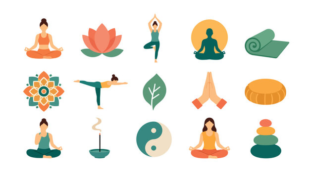 Yoga icons and symbols.