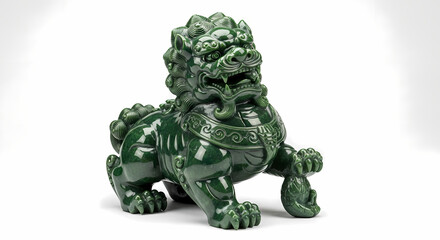 Fototapeta premium Green Jade Foo Dog Statue