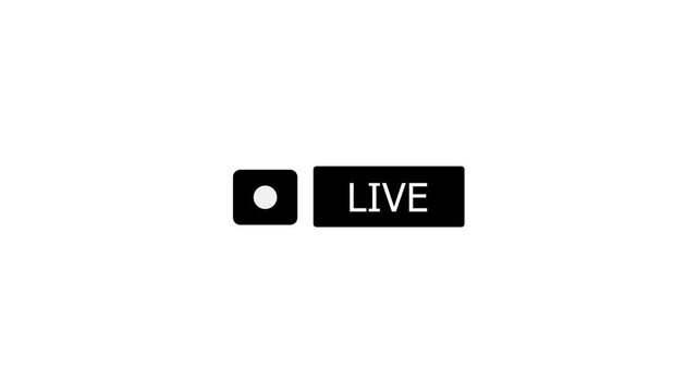 ck live streaming icon animation on white background. animated red button live broadcast with alpha channel