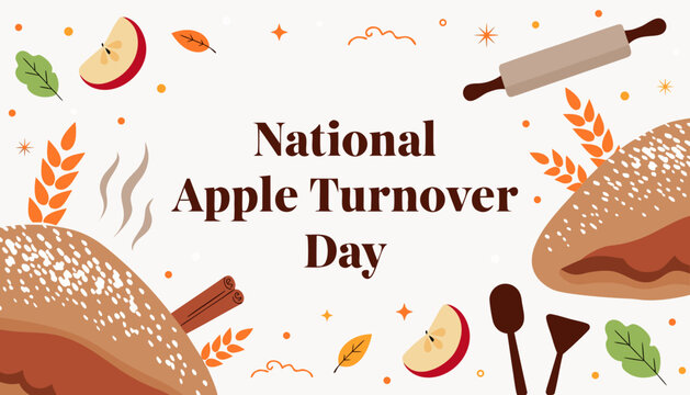 National Apple Turnover Day, autumn food illustration, baked dessert, vector graphics