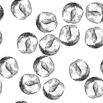 seamless pattern hazelnut nut natural hand drawn. fly fruit, shell hazel, vector filbert, food brown, flavor broken hazelnut nut natural black sketch illustration