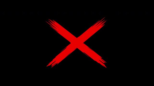 4K red, Cancel Cross Mark Icon Rejection Alert Animation.