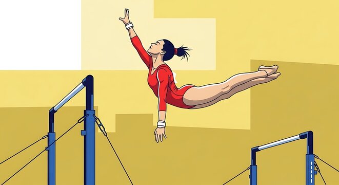 Gymnast on Uneven Bars. (2)