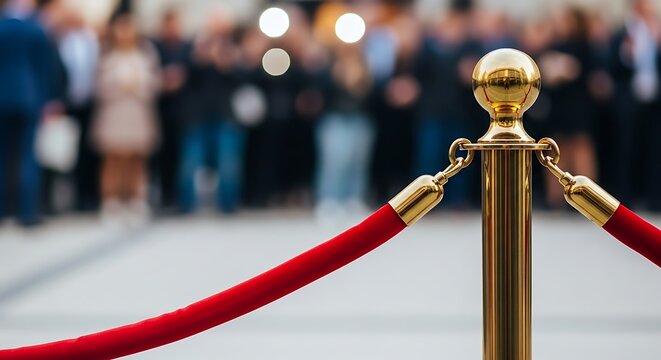 Golden stanchion with red velvet rope barrier