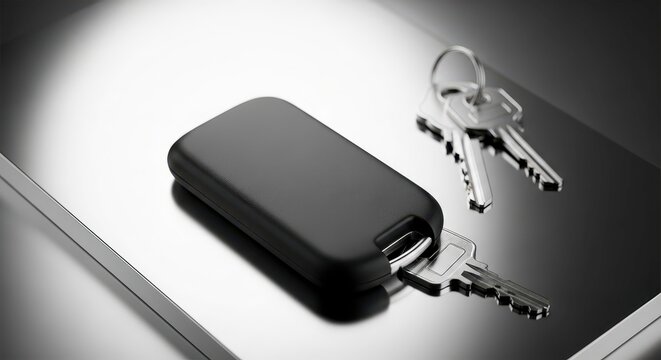 Black key fob with metal keys.