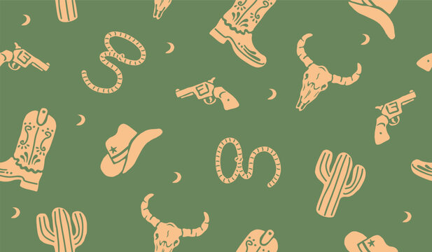Cute cowboy pattern background vector design