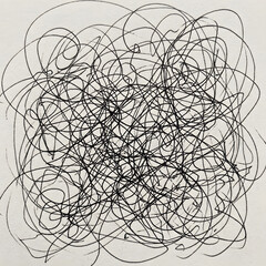 Obraz premium Intricate black and white line art brain illustration.