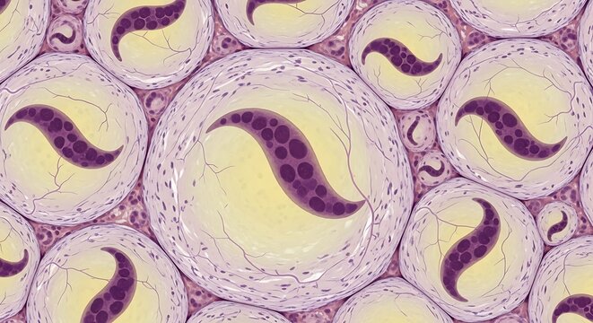 Microscopic view of parasitic worm eggs