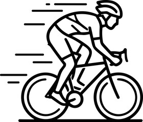 Obraz premium Cyclist Speeding Motion Line Art