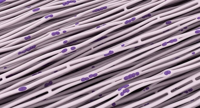 Muscle tissue under microscope examination