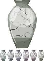 Obraz premium vintage marble vase cartoon. vintage marble vase sign colorful illustration