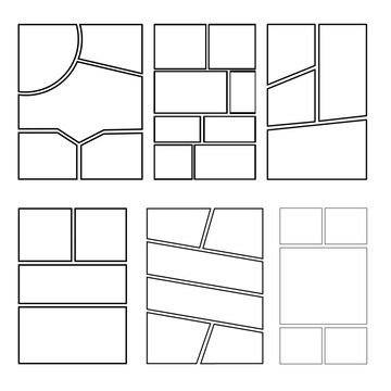 Comic Book Panel Layout Templates and Speech Frame Collection