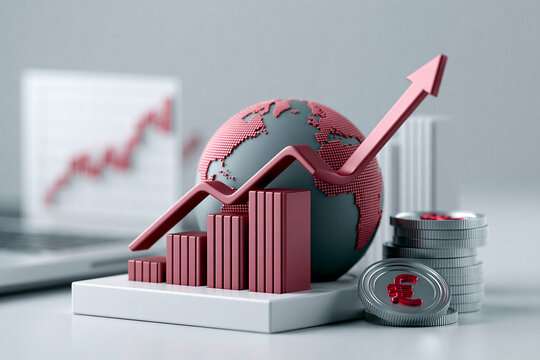 A vibrant financial landscape highlighting the global benefits of international investments, depicting diverse markets with growing charts and currency symbols, Magazine Photography Style