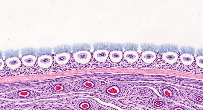 Cross section of epithelial tissue under a microscope