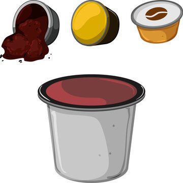 Variety of coffee capsules and pods, sealed and open, offering quick single serve brewing for espresso or drip style cupsconvenient flavor and aroma for home or office
