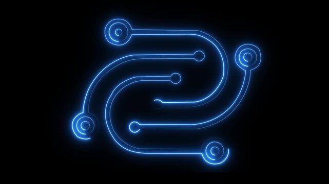 abstract glowing Neon line electronic logo concept system illustration