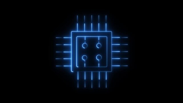 computer processor icon.Electronic component animated line icons.Ai Processor chip 4k motion design animation for web, mobile and ui design