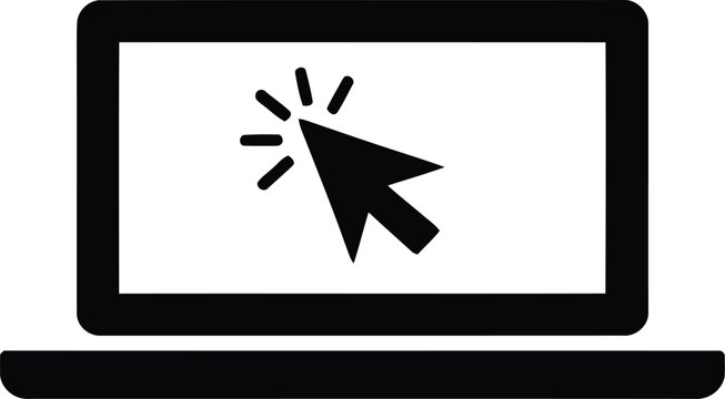 Laptop with cursor icon vector for website computer and mobile app interface navigation technology symbol