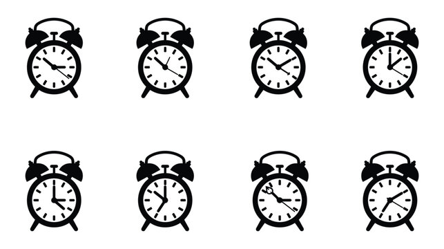 Alarm icon set vector clock time symbols measurement tools