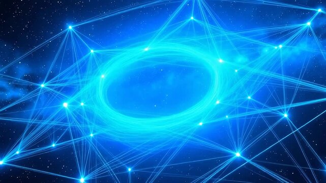 Dynamic Star Map - Blue Nebula Constellation Network Forming and Rotating