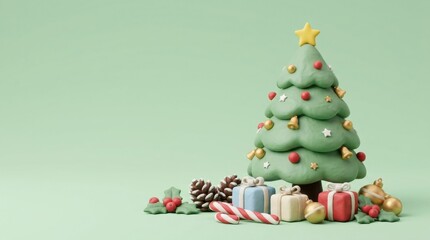 Fototapeta premium Christmas Tree Gifts and Ornaments Festive Scene