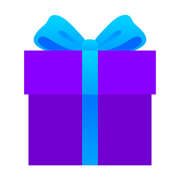 Purple gift box with blue ribbon