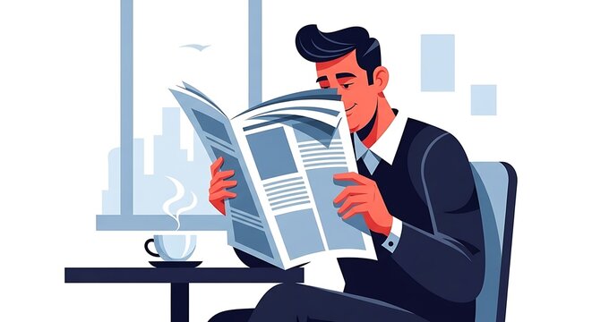 Man Reading Newspaper.