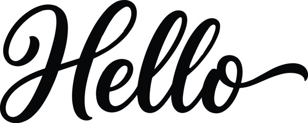 Black cursive hello script lettering text vector typographic illustration © Hossain