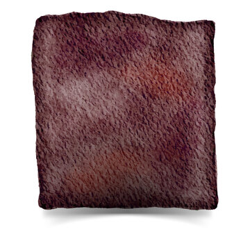 Square shaped dark maroon watercolor wash with rough edges and a subtle drop shadow effect isolated on a transparent background