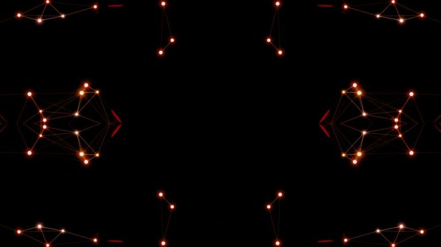 Glowing orange dots interconnected geometric network lines dark abstract background, perfect for technology, communication, digital concepts, and modern designs.
