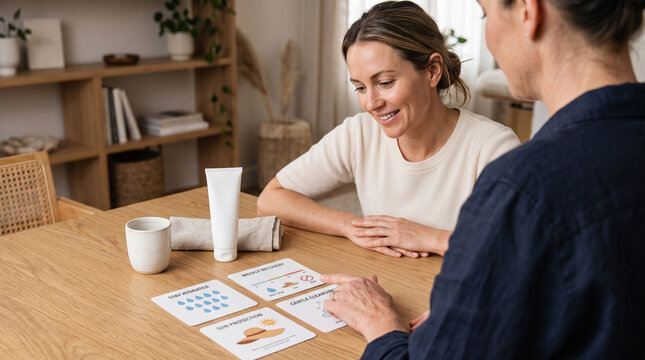 Chemical Peel Aftercare Discussion With Printed Recovery Guide Cards