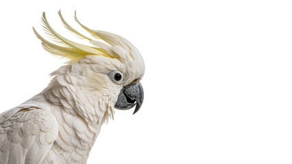 Beautiful exotic wild white cockatoo parrot bird isolated on a transparent background © Ivanka