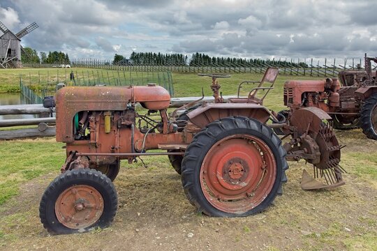 Vintage KhTZ DT 20 tractor, Estonia, Europe.
