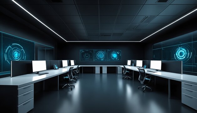 Empty high tech data lab for cybersecurity training