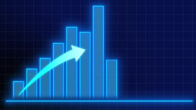 Stock chart showing growth and decline over time in a business setting video market finance economy investment data statistics graph