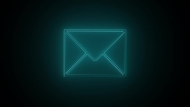 Neon Email Envelope Icon Animation with Glowing Light Effect