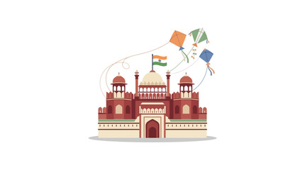 Indian Monument with Kites Flying and Flag - Independence Day Celebration ©  Syaiful Nur