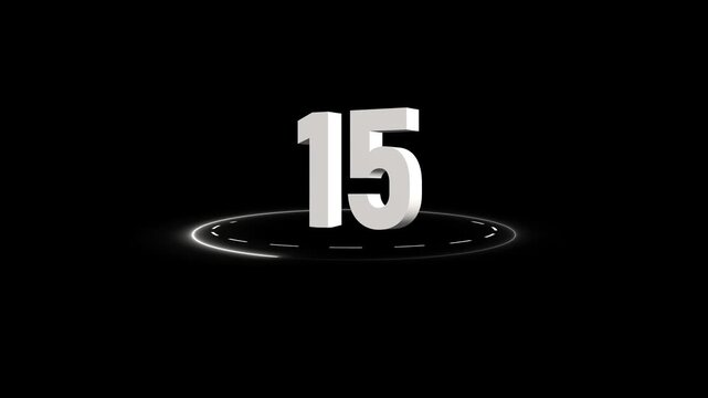 Creative Countdown Timer Number 20 to0 with Circular Glow Effect for Video Production Motion Graphics and Streaming Content