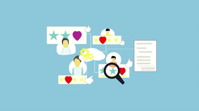 Every user monitoring opinion for analyst with online platform, audience opinion analysis, animation clip