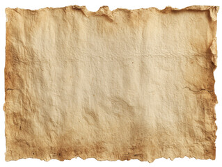 Fototapeta premium Old vintage parchment paper sheet with rough edges isolated on transparent background for historical documents