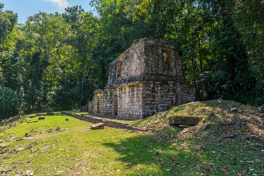 Lost mayan ruins of Yaxchilan in the jungle, Chiapas, Mexico.