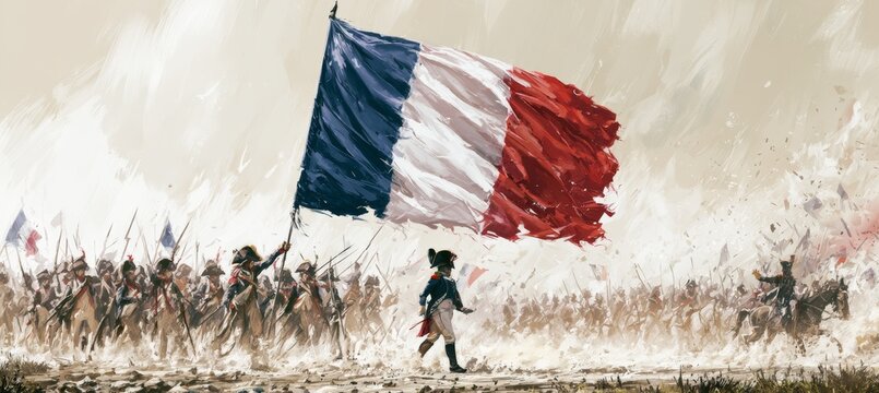 French revolution army on war. Europe culture history. Generative AI technology.	