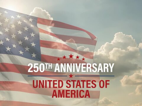 Usa flag america 250 years anniversary independence celebration patriotic sky cloud national pride bright sky. american united independence. patriotic democracy celebration, freedom liberty festive