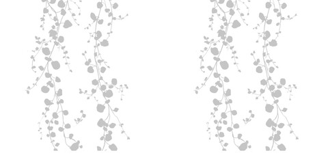 Obraz premium Two hanging plant vine trails silhouette illustration set against transparent background isolated for wall greenery decor.