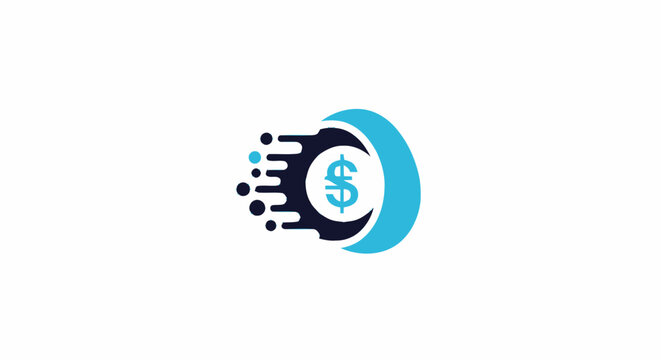 Fast digital money transfer logo icon with dollar sign representing quick financial transactions.
