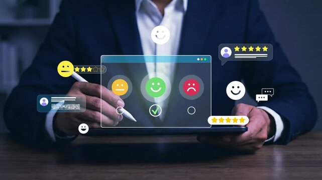 Customer Feedback Survey with Emoji Rating System, Online Review Management and Satisfaction Analysis on Digital Interface